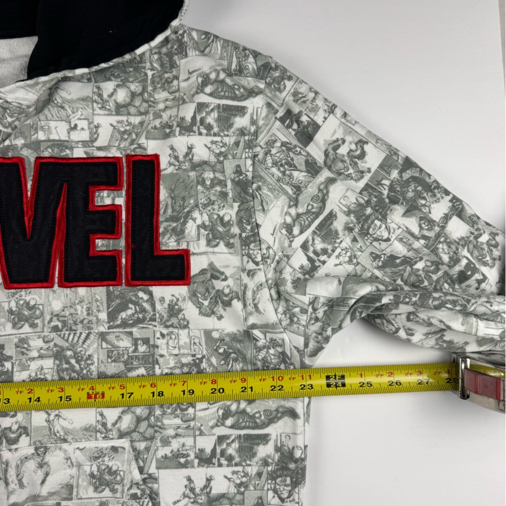 Universal Marvel All-Over Comic Print Zip Hoodie - Gray/Black with Red Logo - Picture 4 of 8